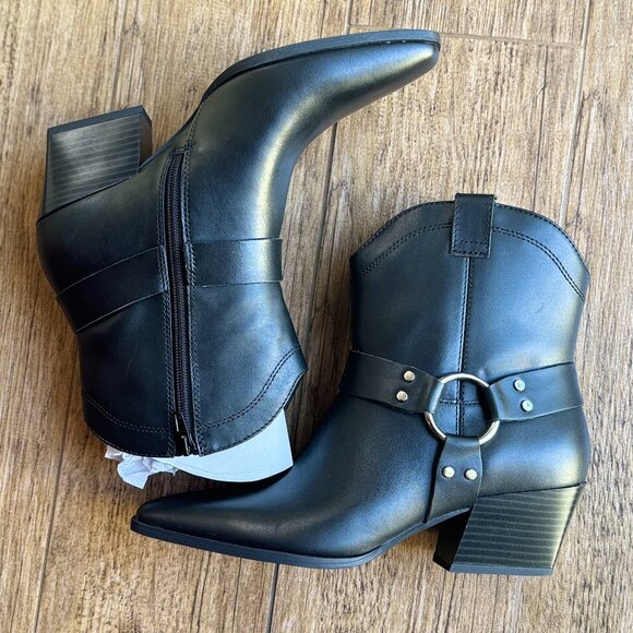 New Open Edit Edenzo-Lea Boots Women's Size 8 M Black Cowgirl Booties Pointy Toe - Picture 6 of 11